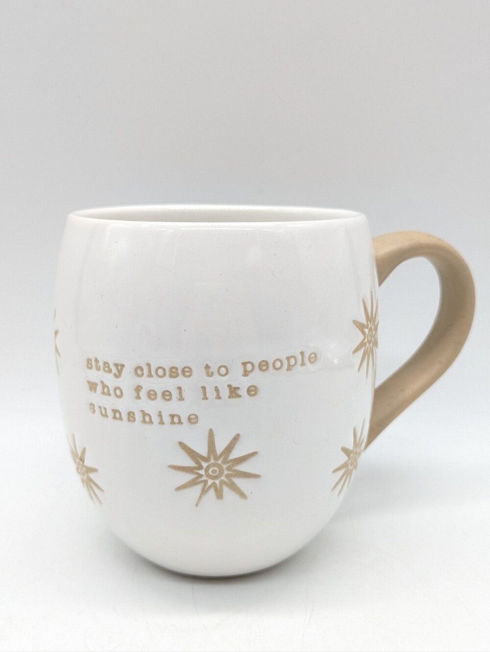 Tag White Tan Star Friendship Ceramic Coffee Mug